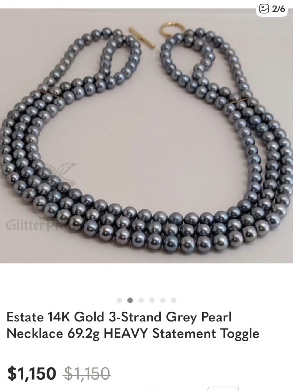 Triple Strand Black Pearl Necklace - Elegant Women’s Jewelry - Picture 3 of 4